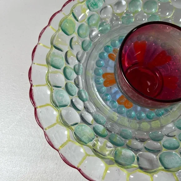 Glass Art Flower. 9.5 inch diameter, multicolored - Picture 6 of 10